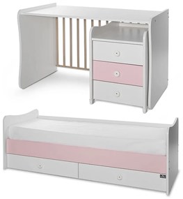 LORELLI Classic Трансформиращо се легло-люлка 70/160 см. MAXI PLUS БЯЛО/ORCHID PINK