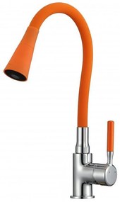 Смесител за кухня ICF 7108223 HAVANA ORANGE, месингов, оранжев, с огъващ душ, 43.6x20см