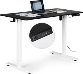 Електрическа работна маса с регулиране на височината и бели крака - 120 x 60 cm Черен