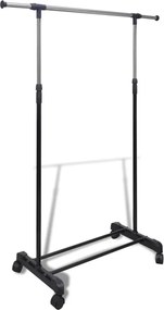 50259 vidaXL Регулируема стойка за дрехи, 4 Колела, 1 релса
