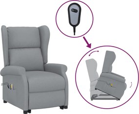 289740 vidaXL Изправящ масажен стол, светлосив, текстил