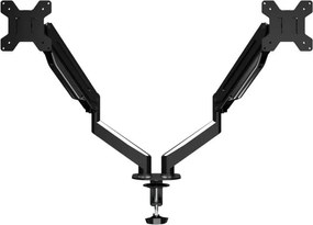 Стойка за монитори Esperanza ERW020, 17"-27", За 2 монитора, Пружинен механизъм, VESA 75/100 mm, До 6 кг на рамо, Черен