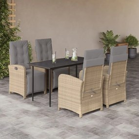 3212586 vidaXL Градински комплект с възглавници, 5 части, бежов полиратан