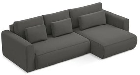 Тъмносив кадифен разтегателен ъглов диван с място за съхранение (десен ъгъл) Kapua – Makamii