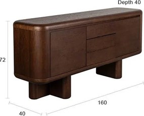 Скрин от декор от ясен в тъмно естествен цвят 160x72x40 cm Herman – Dutchbone
