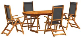 3279266 vidaXL Градински трапезен комплект, 5 части, акация масив и textilene