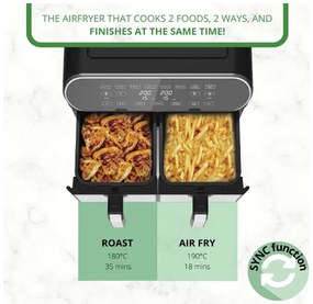 Фритюрник с горещ въздух JUST PERFECTO JP 1980 JL10 , 1700W, 8 литра, 8 програми, Две кошници, Черен/инокс