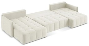 Бежов разтегателен ъглов диван с място за съхранение (U форма) Moku – Makamii