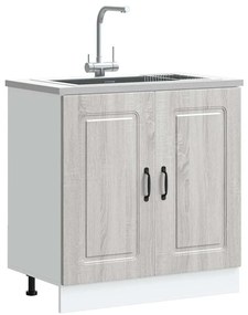 853453 vidaXL Шкаф за мивка, Kalmar, сив сонома, 80x46x81,5см инженерно дърво