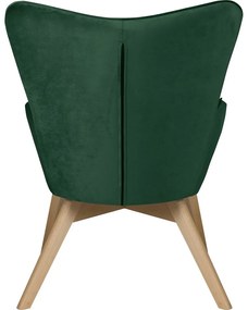 Тъмнозелен кадифен фотьойл с табуретка Niko – Ropez