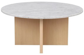 Бяла мраморна кръгла масичка за кафе 90x90 cm Brooksville - Rowico