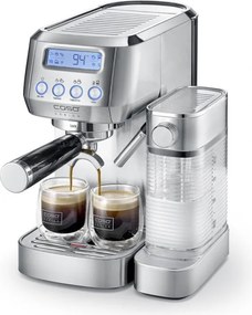 Еспресо машина Caso Gourmet Latte, 1350W, 20 bar, 1.3 л, ULKA, 6 програми, Предварително запарване, Портафилтър, ESE, Инокс