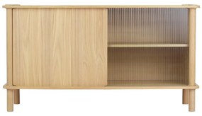 Витрина от масивен дъб с плъзгащи се врати в естествен цвят 135x73,5x48 cm Italic – UMAGE