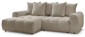 Бежов шенилов сгъваем/с място за съхранение ъглов диван (ляв ъгъл) Roxelane – Bobochic Paris