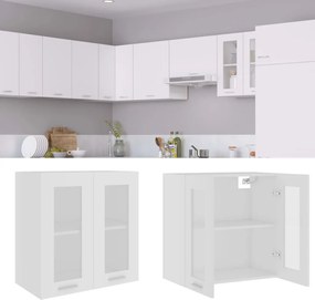 802521 vidaXL Висящ стъклен шкаф "Lyon", бял, 60x31x60 см, инженерно дърво