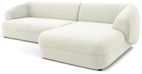 Бял кадифен ъглов диван (десен ъгъл) Moana – Makamii