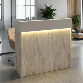 Wilko TopMebel меламиново бюро за рецепция с LED в травертин - пясъчник цвят 113.6x42x110cm.