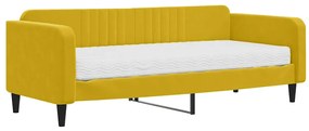 3197044 vidaXL Канапе с матрак, жълто, 90x200 см, кадифе