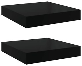 323761 vidaXL Окачени стенни рафтове, 2 бр, черен гланц, 23x23,5x3,8 см, МДФ
