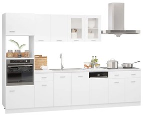 3067623 vidaXL Комплект кухненски шкафове, 7 части, "Lyon", бяло инженерно дърво