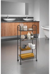 Черен метален подвижен рафт 41x84 cm Ascona - Metaltex