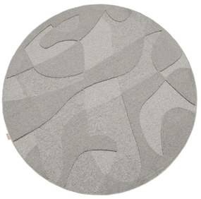 Сив вълнен кръгъл килим ø 120 cm Morphic Botanica – Agnella