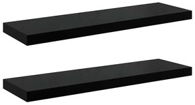 323773 vidaXL Окачени стенни рафтове, 2 бр, черен гланц, 80x23,5x3,8 см, МДФ