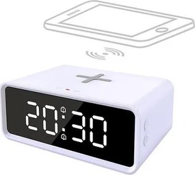 Solight CA07W - Цифров часовник с безжично Qi зарядно 230V/CR2032 бял