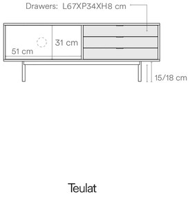 Бяла маса за телевизор от дъб 140x52 cm Sierra - Teulat
