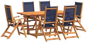 3279311 vidaXL Градински трапезен комплект, 7 части, акация масив и textilene