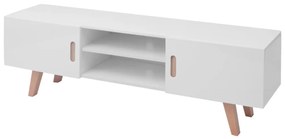 Sonata ТВ шкаф, МДФ, 150x35x48,5 см, силен гланц, бял