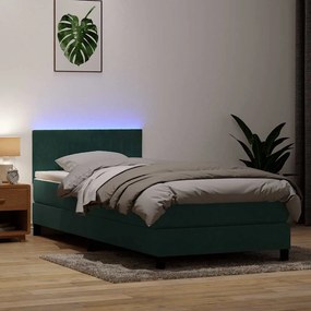 3317106 vidaXL Box Spring легло с матрак Тъмнозелено 90x220 cm Кадифе