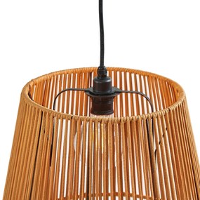 Външна висяща лампа черна с оранжеви въжени абажури 3 светлини IP44 - Cava Jayla