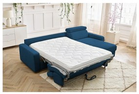 Тъмносин разтегателен ъглов диван от рипсено кадифе (променлив) Monaco – Bobochic Paris