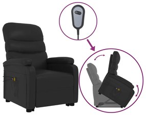 321283 vidaXL Изправящ масажен стол, черен, изкуствена кожа