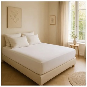 Бял еластичен чаршаф от памук Renforcé 200x140 cm Ranforce – Mila Home Luxury