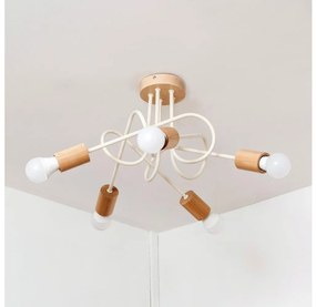 Плафонен полилей OXFORD 5xE27/15W/230V, цвят бор/кремав