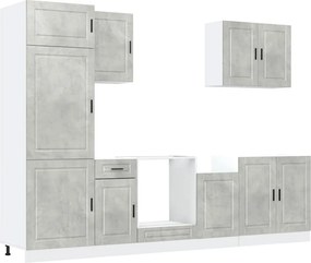 3314785 vidaXL Комплект кухненски шкафове, 7 части, "Porto", бетонно сив, инженерно дърво