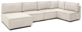Кремав променлив велурен U-образен ъглов диван Nihad modular - Bobochic Paris