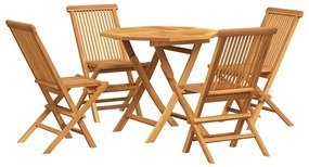 3059581 vidaXL Градински трапезен комплект, 5 части, тиково дърво масив