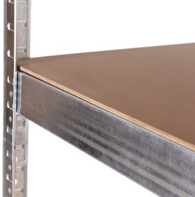 Стабилен ъглов метален стелаж за съхранение с 5 рафта 180x90x40 см