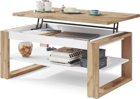 НУО Дъб Вотан/Бял мат -МОДЕРНА ХОЛНА МАСА С ПОВДИГАЩ СЕ ПЛОТ