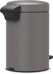 Кош за боклук с педал Brabantia NewIcon 1001096, 3 л, Плавно затваряне, Противоплъзгаща основа, Минерално покритие, Сив