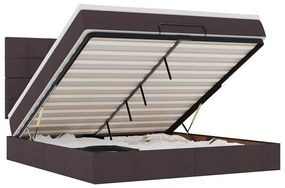 3314027 vidaXL Османска легло с матрак и LED, тъмнокафяво, 180x200 см, плат