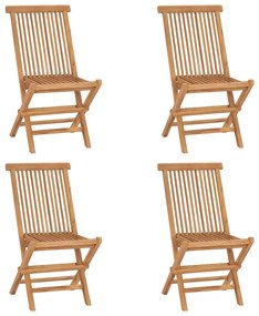 315442 vidaXL Сгъваеми градински столове, 4 бр, тиково дърво масив