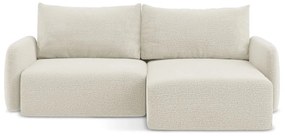 Кремав разтегателен ъглов диван с място за съхранение (десен ъгъл) Kalena – Makamii