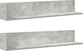 860043 vidaXL Стенни рафтове 2бр бетонно сиви 100x16,5x16,5см инженерно дърво