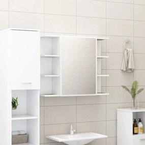 Sonata Шкаф за баня с огледало, бял, 80x20,5x64 см, ПДЧ
