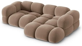 Кафяв кадифен ъглов диван (десен ъгъл) Loretto – Cosmopolitan Design