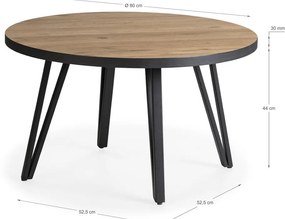 Кръгла масичка за кафе с дъбов плот в черен и естествен цвят ø 80 cm Sindi – Marckeric